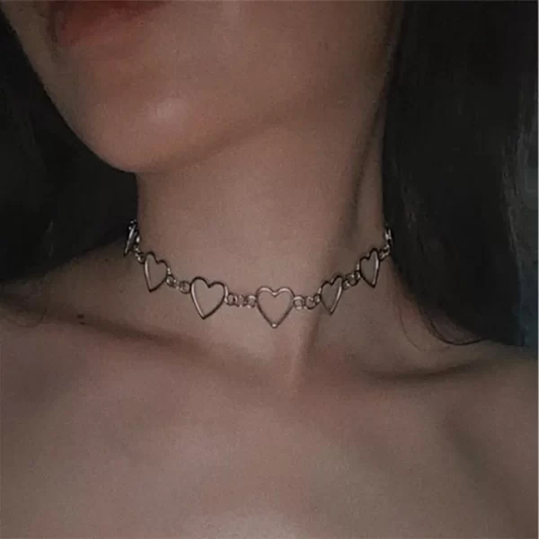 Bicolor Heart Choker Necklace