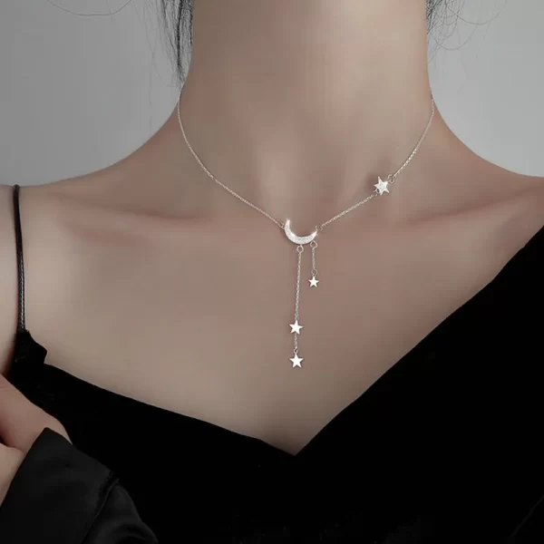 Silver Color Star Moon Necklace